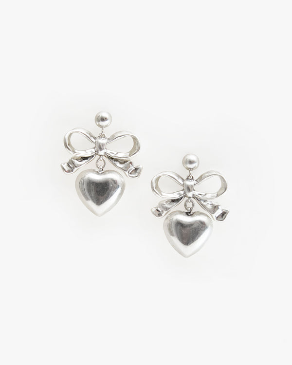 clare vivier Heart Drop Earrings Silver