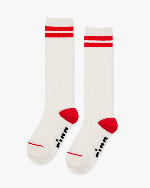 clare vivier Knee High Socks Cream w/ Bright Poppy