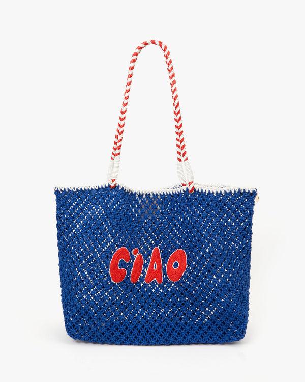 clare vivier L'Été Tote Cobalt Ciao