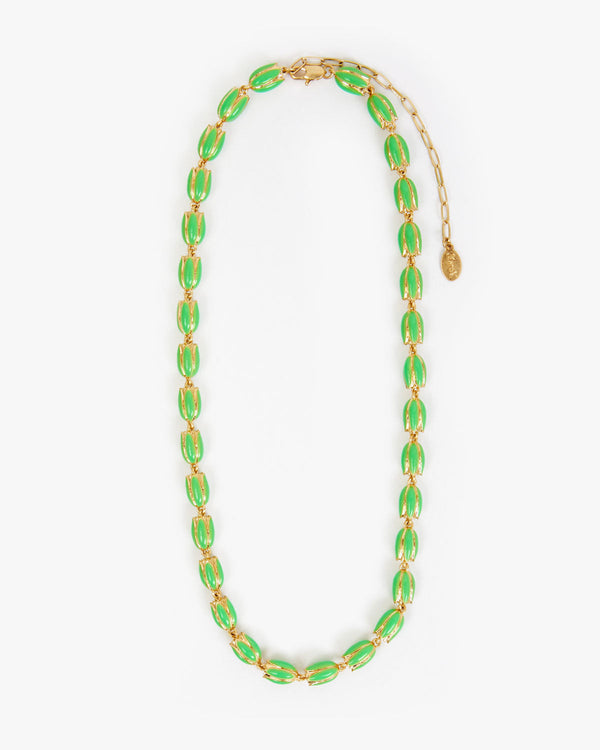 clare vivier La Fleur Necklace Neon Green