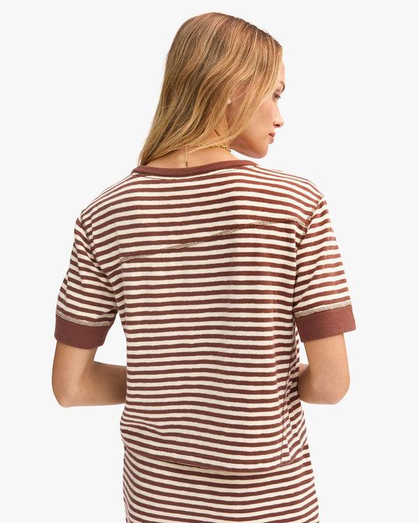 Clare Vivier Le Bateau Tee Brown/Cream Stripe / XS