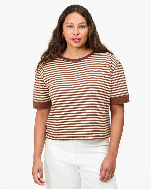 Clare Vivier Le Bateau Tee Brown/Cream Stripe / XS