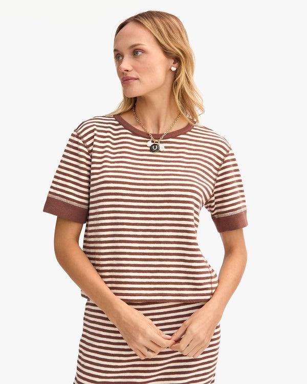 clare vivier Le Bateau Tee Brown/Cream Stripe / XS