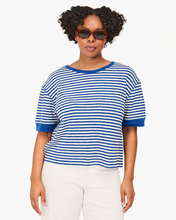 Clare Vivier Le Bateau Tee Cobalt/Cream Stripe / XS