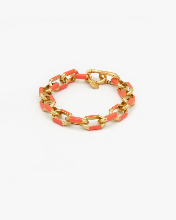 clare vivier Le Link Bracelet Coral/Vintage Gold