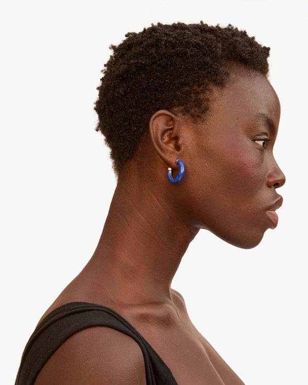 Clare Vivier Le Tube Hoop Earrings Cobalt