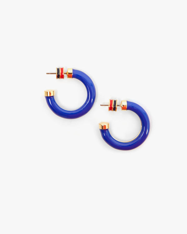 clare vivier Le Tube Hoop Earrings Cobalt