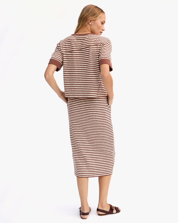 Clare Vivier Le Tube Skirt Brown/Cream Stripe / XS