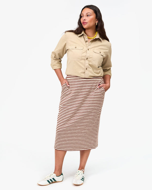 Clare Vivier Le Tube Skirt Brown/Cream Stripe / XS