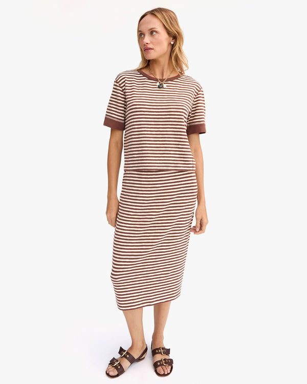 clare vivier Le Tube Skirt Brown/Cream Stripe / XS