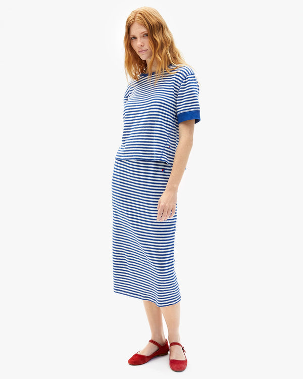 Clare Vivier Le Tube Skirt Cobalt/Cream Stripe / XS