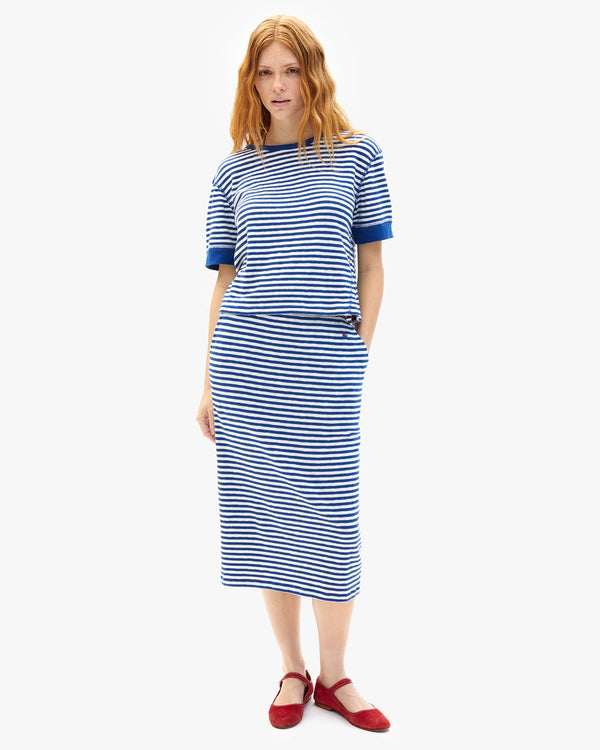 clare vivier Le Tube Skirt Cobalt/Cream Stripe / XS