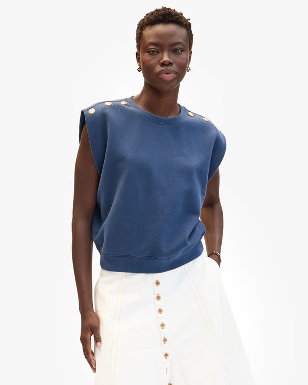 clare vivier Le Vest Navy w/ Gold Anchor Buttons / XS