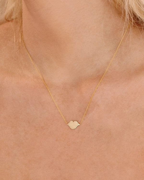 Clare Vivier Lips Necklace 14k Yellow Gold