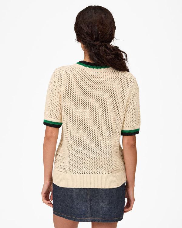 Clare Vivier Luc Knit Tee Cream W/ Green Le Vibe / XS