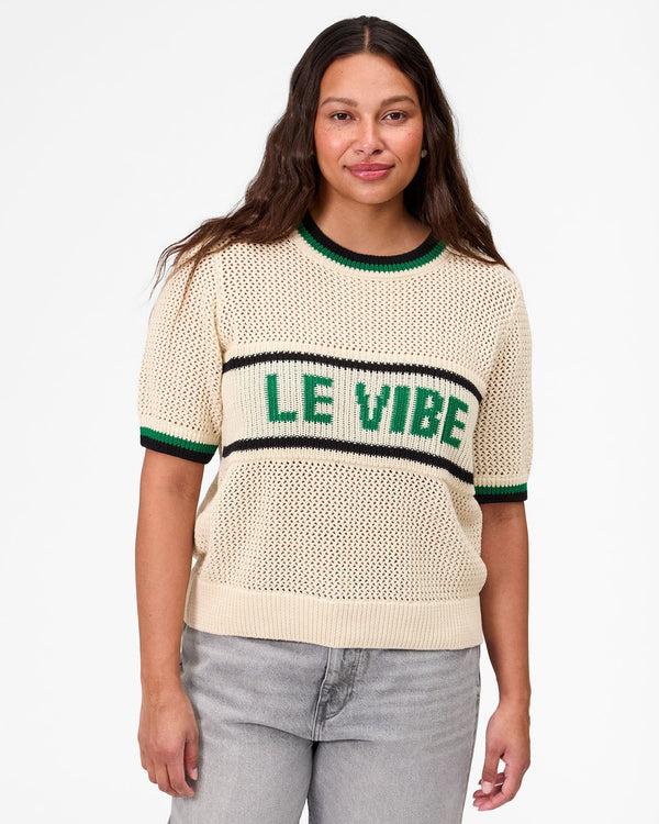 Clare Vivier Luc Knit Tee Cream W/ Green Le Vibe / XS