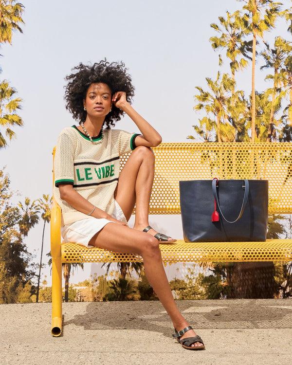 Clare Vivier Luc Knit Tee Cream W/ Green Le Vibe / XS