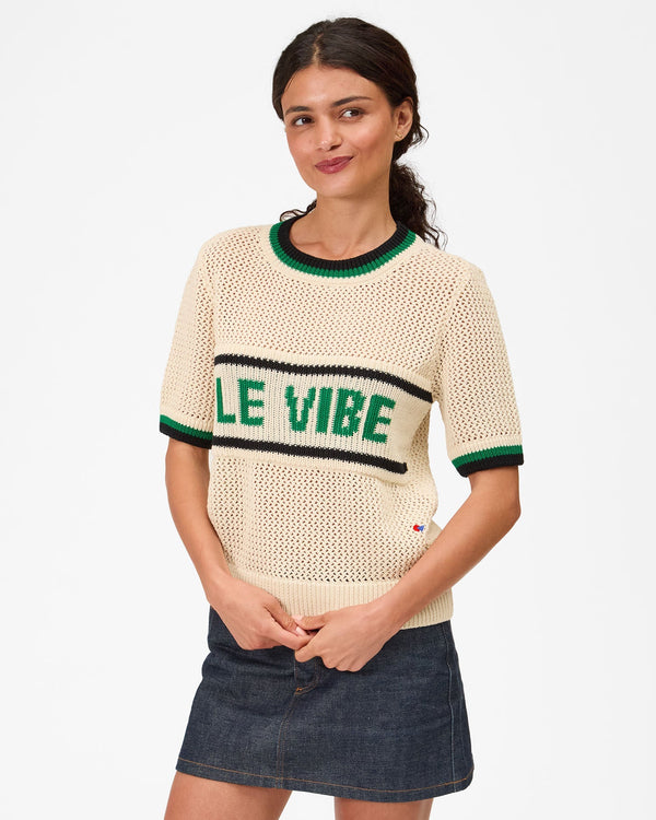 clare vivier Luc Knit Tee Cream w/ Green Le Vibe / XS