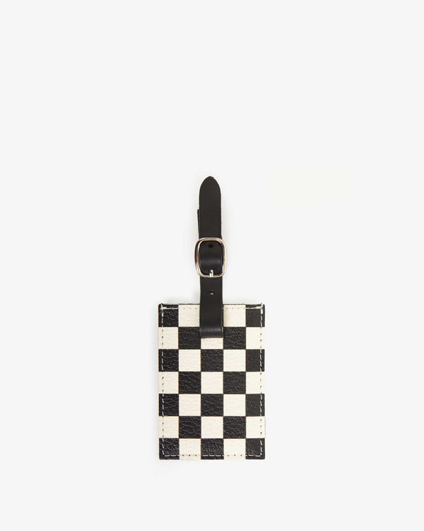 clare vivier Luggage Tag Black/Cream Checkers