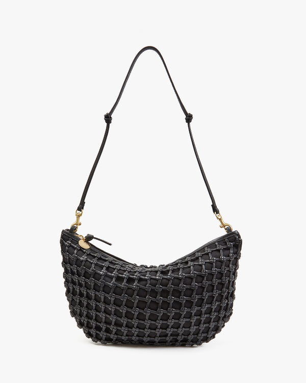 clare vivier Lune Black Knot Woven Leather