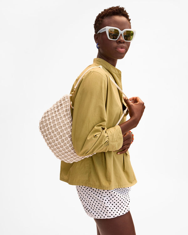 Clare Vivier Lune White Knot Woven Leather