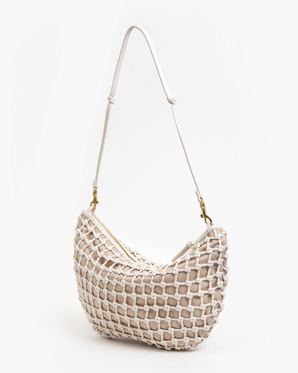 Clare Vivier Lune White Knot Woven Leather