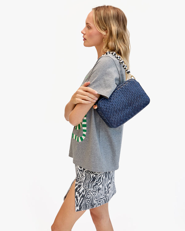 Clare Vivier Marisol Bleu Marine Woven Checker