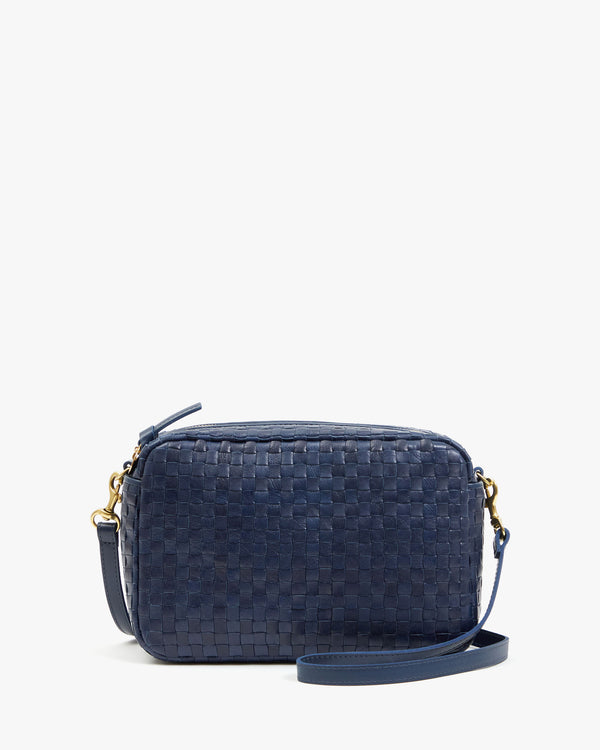 clare vivier Marisol Bleu Marine Woven Checker