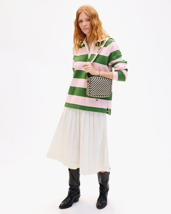 Clare Vivier Midi Sac Black/Cream Woven Zig-Zag