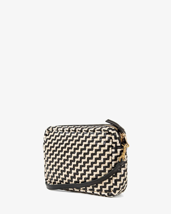 Clare Vivier Midi Sac Black/Cream Woven Zig-Zag