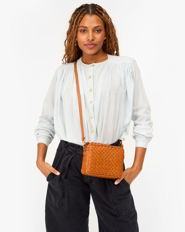 Clare Vivier Midi Sac Natural Woven Checker