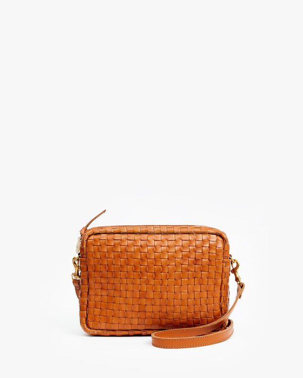clare vivier Midi Sac Natural Woven Checker