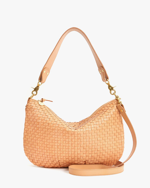 clare vivier Moyen Messenger Bisque Woven Checker
