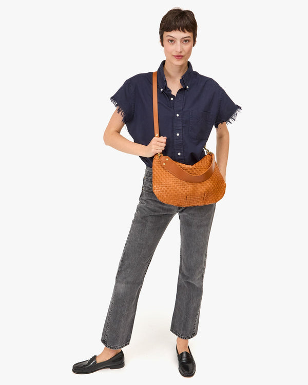 Clare Vivier Moyen Messenger Natural Woven Checker