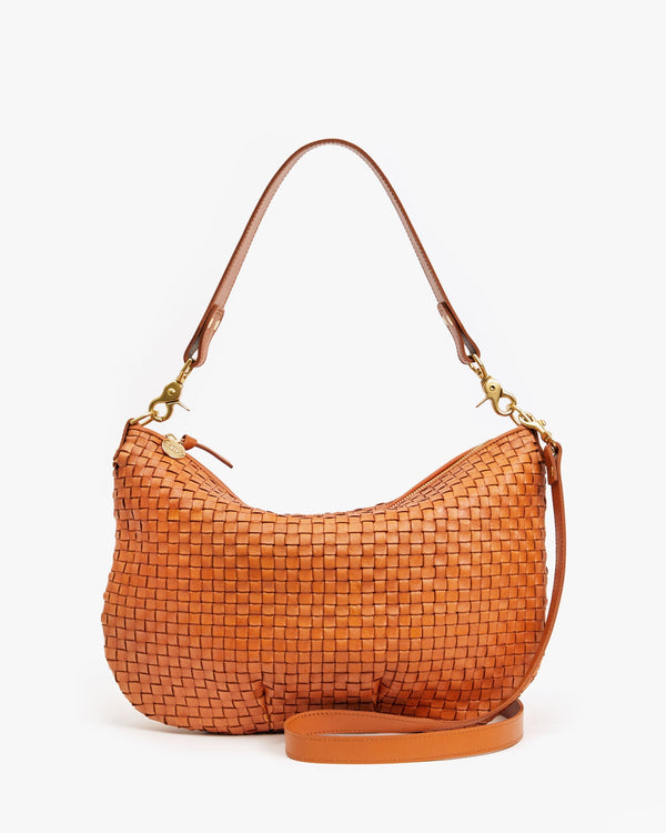 clare vivier Moyen Messenger Natural Woven Checker