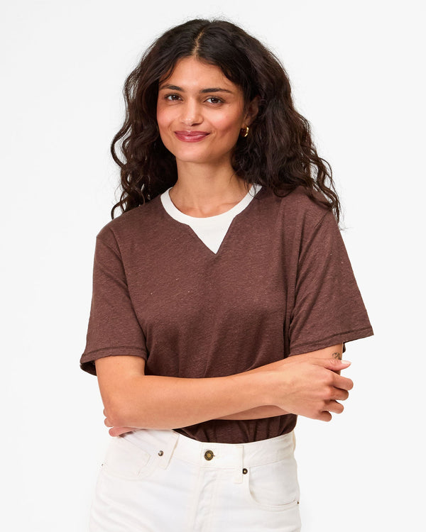 Clare Vivier Original Tee Mocha W/ V-Stitch / XS