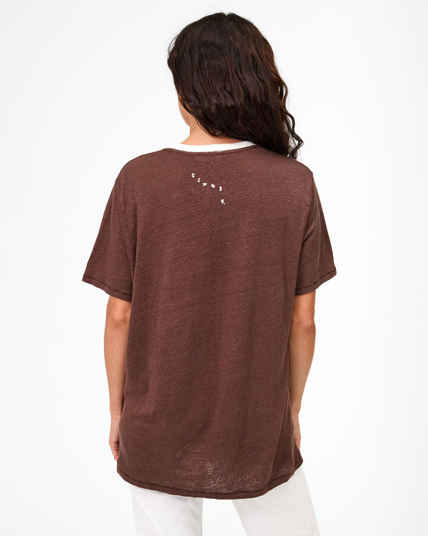 Clare Vivier Original Tee Mocha W/ V-Stitch / XS