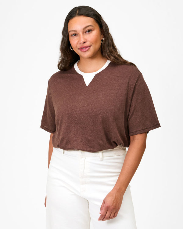Clare Vivier Original Tee Mocha W/ V-Stitch / XS