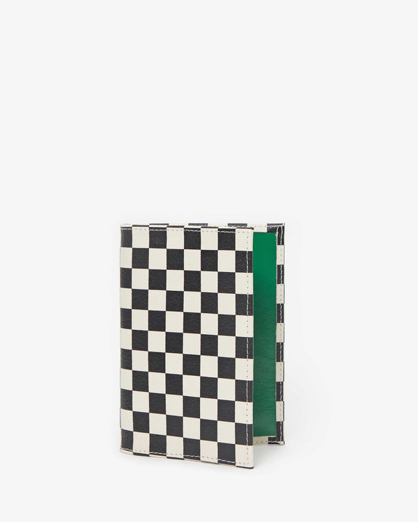 clare vivier Passport Sleeve Black/Cream Checkers