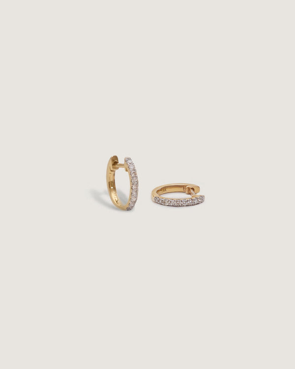 clare vivier Pavé Huggie Earrings Diamond 14k Gold