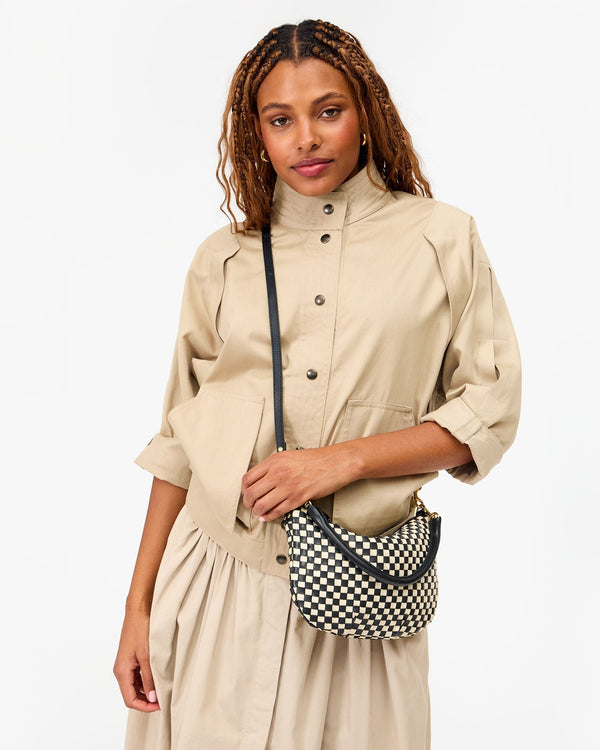 Clare Vivier Petit Moyen Black/Cream Woven Checker