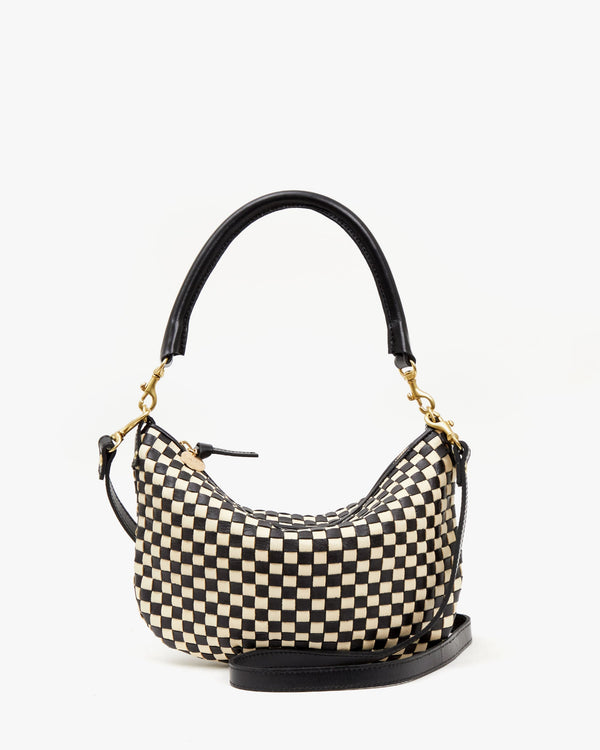 clare vivier Petit Moyen Black/Cream Woven Checker