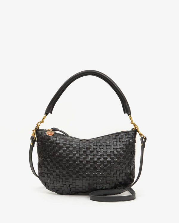 clare vivier Petit Moyen Black Woven Checker