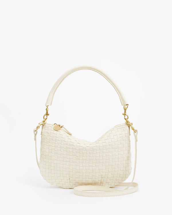 clare vivier Petit Moyen Cream Woven Checker