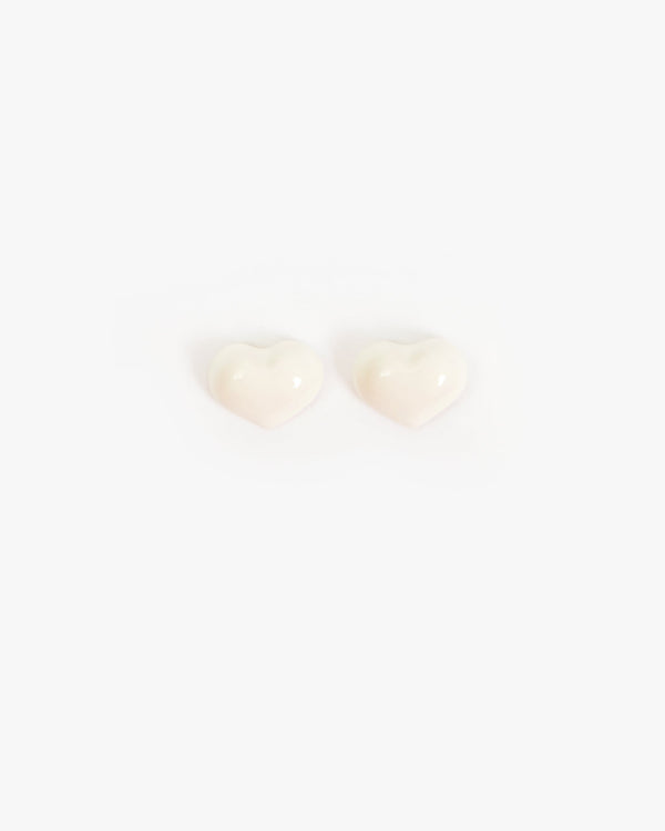 clare vivier Petit Mylar Heart Earrings Cream