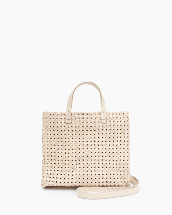 clare vivier Petit Simple Tote Cream Rattan