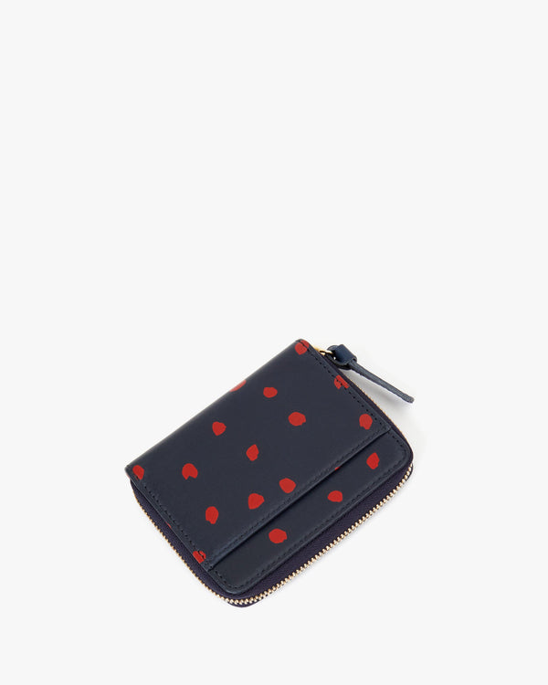 Clare Vivier Petit Zip Wallet Navy W/ Mini Dots