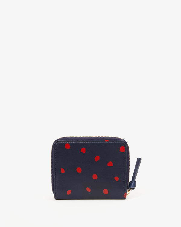 clare vivier Petit Zip Wallet Navy w/ Mini Dots