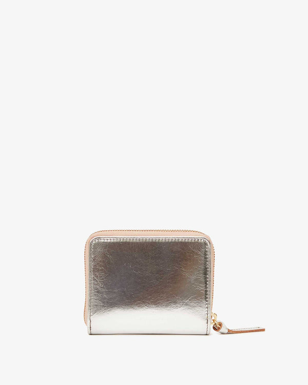 clare vivier Petit Zip Wallet Silver Specchio