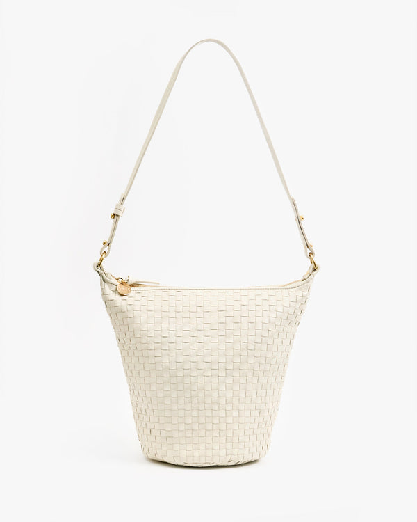 clare vivier Petite Jeanne Cream Woven Checker